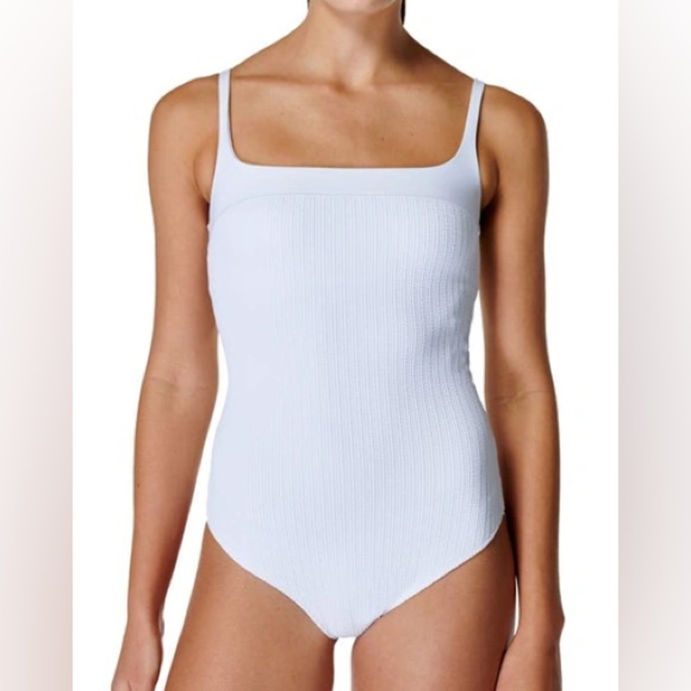 SWEATY BETTY white Capri Square Neck One Piece Swimsuit SB8858 size 12 NWT